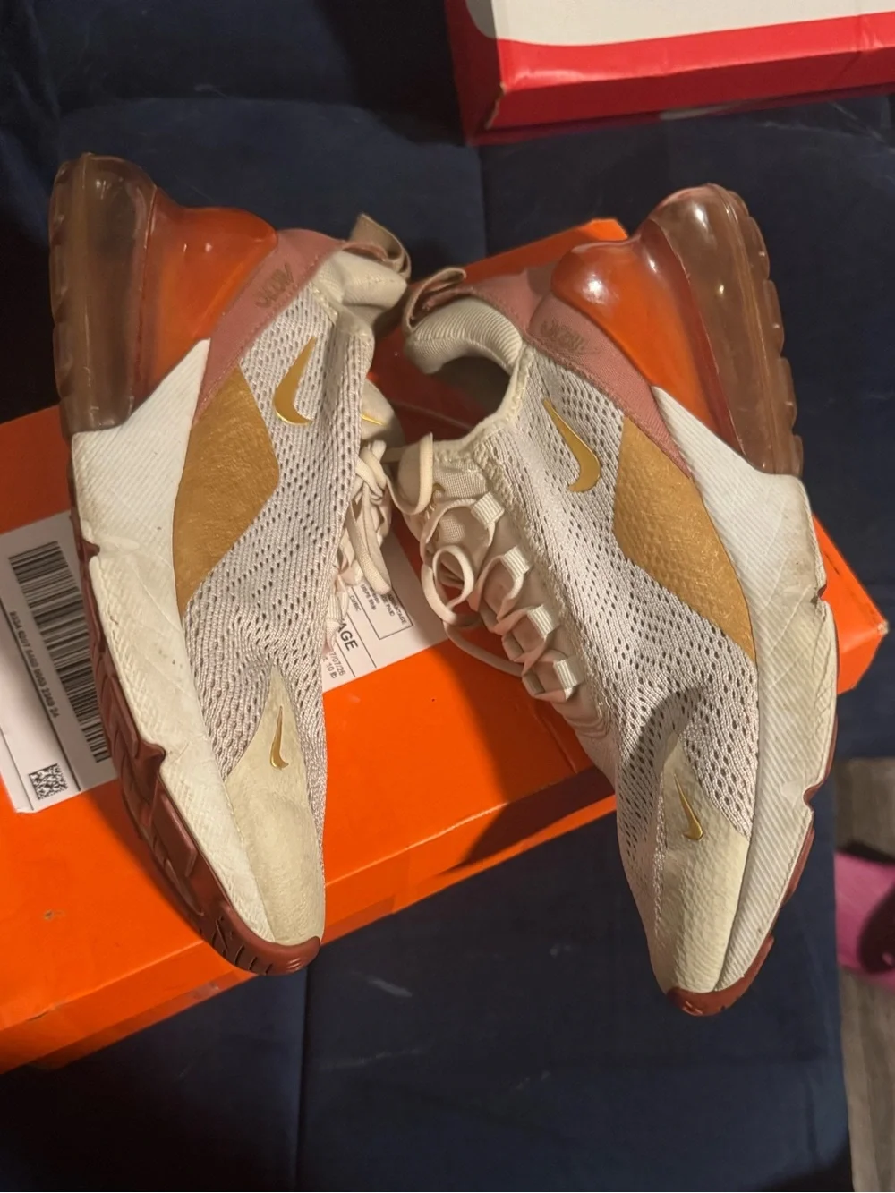 Nike Women's Air Max 270 in Cream, Gold & Brown